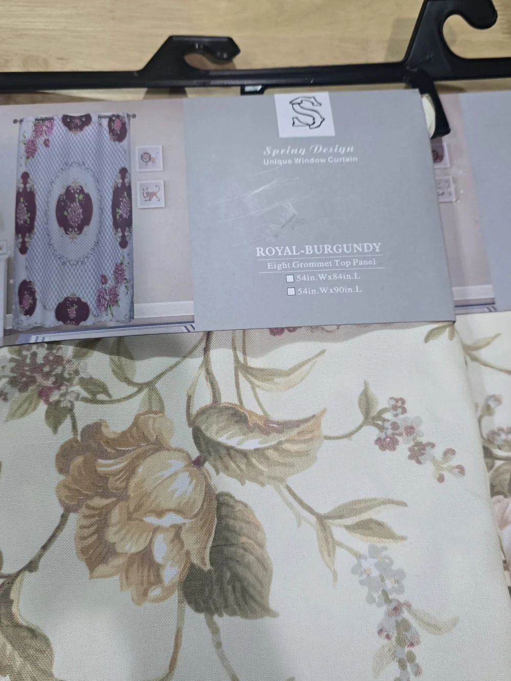 Royal Burgundy Floral Grommet Curtain Panel - Cream & Burgundy Very Elegant